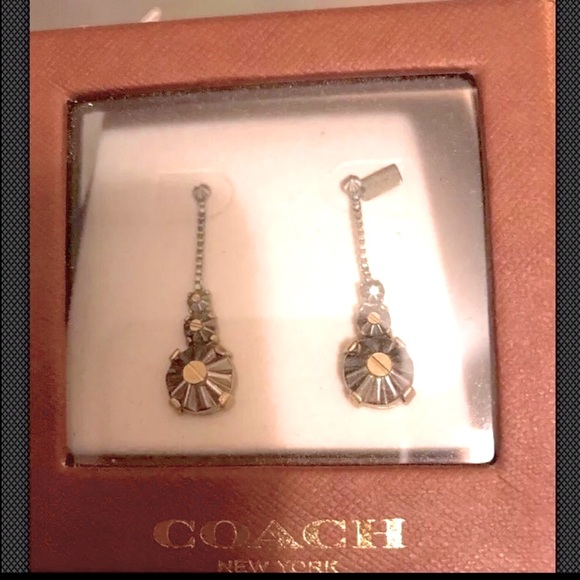 RARE! Coach Legacy Western Daisy Rivets 1.5” Long Hanging Danging Earring♥️🎉 - Picture 1 of 4